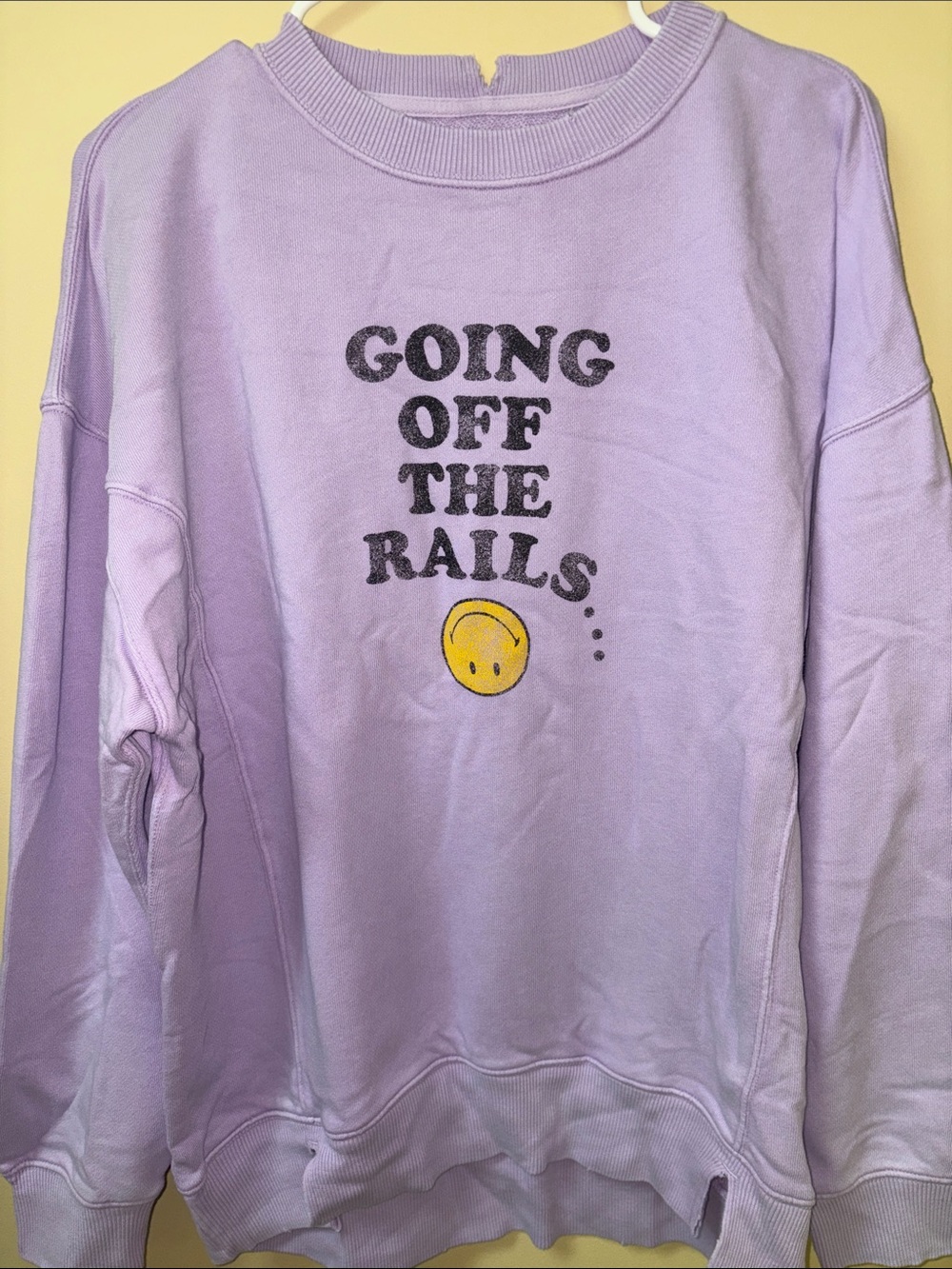 aerie Lilac Crewneck Sweatshirt with 'Going Off The Rails' Graphic